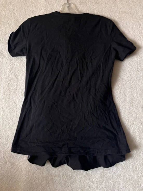 McQ Alexander McQueen Sheer Bow Mesh Overlay Ruffle Mixed Media Goth Shirt Top M - Picture 3 of 16